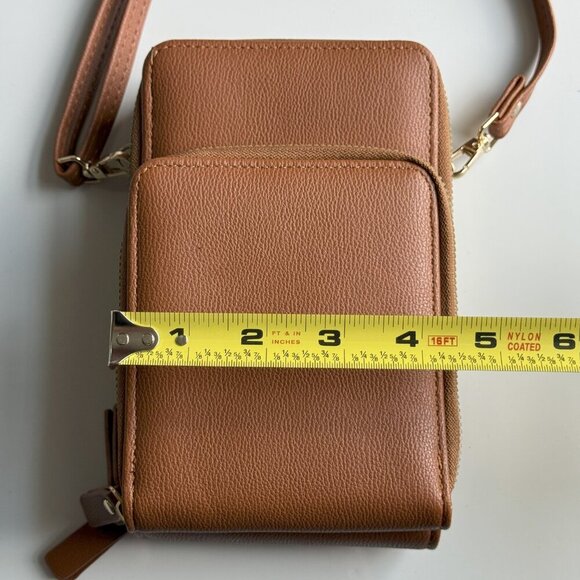 Malibu Skye Brianna Triple Zipper Crossbody Handbag Brown - Picture 11 of 13